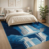 Cascading Waterfalls Abstract Blue Area Rug