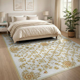 Gold and Silver Gold Floral Persian Area Rug