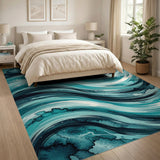 Teal Wave Abstract No. 9 Area Rug
