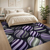 Purple Swirled Striped Egg Area Rug