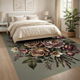 Vintage Blush Rose Peony Bouquet Rug