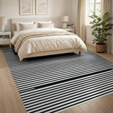 Bold Black White Striped Geometric Geometric Modern Rug