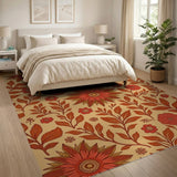 Red Sunflower Floral Area Rug