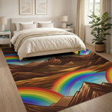 Vibrant Rainbow Mountains Kids Cartoon Area Rug