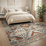 Southwestern Geometric Area Rug in Rust Grey