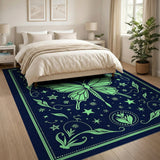 Lime Green Butterfly Moon Stars Area Rug