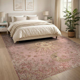 Pink Vintage Celestial Sun Moon Area Rug