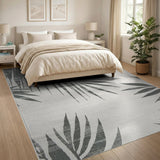 Grey Palm Frond Coastal Area Rug