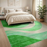 Abstract Green Curve Area Rug