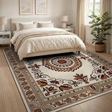 Beige Persian Medallion Floral Area Rug