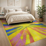 Vibrant Multi-Color Radiating Burst Area Rug
