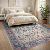 Multi-color and Patterns Pink Floral Medallion Persian Area Rug