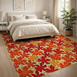 Fiery Orange Maple Leaves Area Rug