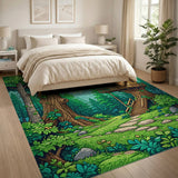 ODIKA Enchanted Forest Treehouse Washable Kids Area Rug - Non-Slip Low Pile Play Mat