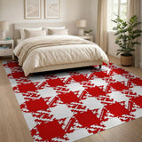 Bold Red Houndstooth Geometric Area Rug