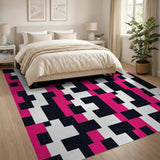 Geometric Modern Pink Bold Pink Black Geometric Area Rug