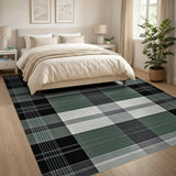 Black Green Grey Plaid Area Rug