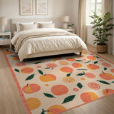 Whimsical Orange Fruit Leaf Area Rug