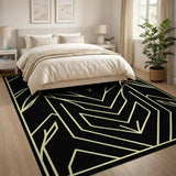 Modern Geometric Gold on Black Area Rug
