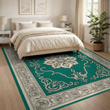 Traditional Persian Green Ornate Green Persian Medallion Area Rug