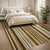 Modern Brown Tan Vertical Stripe Area Rug
