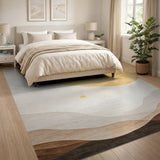 Golden Sun Over Wavy Mountains Abstract Rug