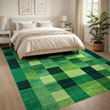Vibrant Green Block Geometric Area Rug