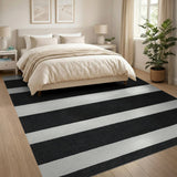 Bold Black White Striped No. 17 Area Rug