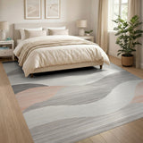 Abstract Grey Wave Abstract Area Rug