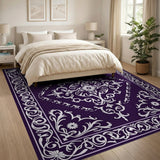 Purple Purple Traditional Persian Floral Medallion Rug