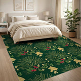 Emerald Holly Berry Pine Fern Area Rug