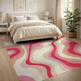 Multi-color and Patterns Vibrant Wavy Pink Red Abstract Area Rug