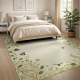 Vintage Floral Butterfly Border Area Rug