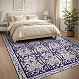Ornate Purple Fleur-de-Lis Persian Area Rug