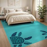 Teal Sea Turtles Coastal Area Rug