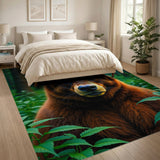 ODIKA Majestic Bear Forest Washable Low-Pile Area Rug - Non-Slip & Pet Friendly