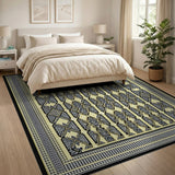 Black Gold Geometric Diamond Area Rug