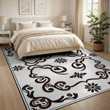 Ornate Floral Scroll Area Rug
