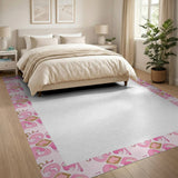 Playful Pink Elephant Border Kids Rug
