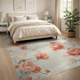 Blush Peony Floral Distressed Vintage Rug