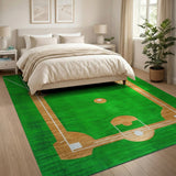 Baseball Field Green Area Rug