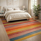Multi-color and Patterns Vibrant Horizontal Vibrant Multi-Color Horizontal Stripe Area Rug