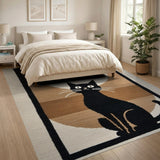 Black Cat Moon Night Area Rug