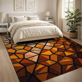 Orange Geometric Faceted Area Rug