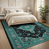 Medallion Blue and Teal Persian Medallion Area Rug