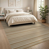 Beige Striped Coastal Area Rug