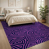 Navy Hot Pink Geometric Maze Area Rug