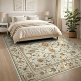 Ivory Gold Floral Persian Medallion Rug