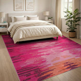 Vibrant Pink Orange Zigzag Geometric Area Rug