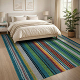 Vibrant Multicolor Striped Woven Area Rug